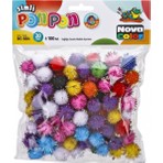 Nova Color 20 mm Simli Pon Pon Karışık Renk 100'lü Eğlenceli Kırtasiye Ürünü (NC-884)