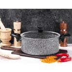 Taç 3399 Ultra Granit Derin Tencere 22 cm Döküm İç Yüzey ile Gri Renkli Tekli Kullanım