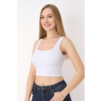 Nbb Beyaz Kare Yaka Dikişsiz Crop Body