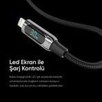 S-Link Armor Led Cl-030 30W 1 Metre Type-C To Lightning Pd Örgülü Led Başlıklı Siyah Hızlı Şarj Kablosu
