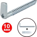 Yıldız Başlı 7cm L Vida Şofben Tablo Çerçeve Duvar Askısı Daset Askı Kancası Termosifon Vidalama Asma Montaj Demir Çivi Aparatı -10 Adet