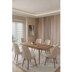 Toce Kuf Serisi 80X130 Açılabilir Masa Yemek Odası Takımı, Mutfak Takımı 6 Adet Sandalye