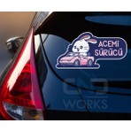 Sticker Usta Acemi Sürücü Araba Cam Etiket Sticker 31,5 x 16 cm - 00577