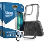 Buff Labs Buff iPhone 13 Pro Max Avantaj Paket - 2X5D Ekran Koruyucu + Şeffaf Kılıf + Lens Koruyucu Glass