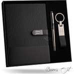 MELL & SWIPE Kişiye Özel Organizer Seti Isim Yazılı Defter Kalem Anahtarlık Vıp Hediye Kutulu Premium Hediye