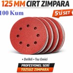 Venoa 125 mm Cırt Zımpara Kağıdı 5 Adet – 8 Delikli Disk, Ahşap & Metal Uyumlu - 100 Kum