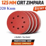 Venoa 125 mm Cırt Zımpara Kağıdı 5 Adet – 8 Delikli Disk, Ahşap & Metal Uyumlu - 320 Kum