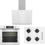 Beko Super Luks Beyaz Ankastre Set (Bde 6041 B1 Davlumbaz + Bfc 431 B Fırın + Bocd T 6510 Eb Ocak)