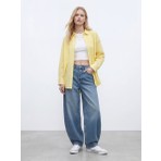 LTB Çizgili Oversize Sarı Gömlek