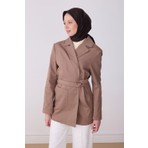 Belli Kahverengi Klasik Desen %100 Twill İpek Eşarp 4305 - 83