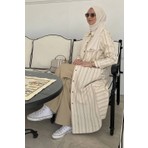 Rabia Şamlı Lina Çizgili Keten Kap