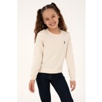 U.S. Polo Assn. Kız Çocuk Krem Bisiklet Yaka Basic Kazak 50293586-VR071
