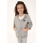 U.S. Polo Assn. Kız Çocuk Açık Gri Melanj Fermuarlı Basic Sweatshirt 50296390-VR091