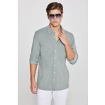 Altınyıldız Classics Erkek Haki Pamuklu Tailored Slim Fit Dar Kesim Düğmeli Yaka Örme Gömlek
