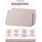 Evolis Kitchen 1 Adet Bulaşık Kurutma Matı Silikon Bulaşık Atlığı Krem (34x25)cm