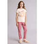 DeFacto %100 Pamuk Regular Fit 2'li Ayıcıklı Pijama Takımı Kız Çocuk H0151A826SP