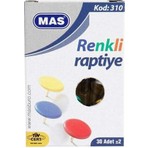 Mas Pvc Kaplı Karışık Renkli Raptiye ( 30 Adet )
