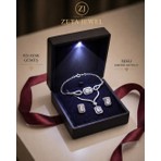 Zeta Jewel 925 Ayar Gümüş Tek Baget Taşlı Üçlü Set ( Kolye Küpe Bileklik ) Hediye Kutulu