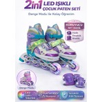 Yıldırım Oyuncak 2in1 LED Işıklı Deniz Kızı Çocuk Pateni + Koruyucu Set (Dizlik Dirseklik Bileklik) Taşıma Çantalı