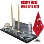 Sentez Masa Üstü İsimlik Sentez Kişiye Özel Lüks Kristal Masa İsimliği Bayraklı Ofis Yönetici Masaüstü
