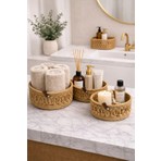 MaVaux Velora Set 3’lü Halat Sepet Banyo Organizer Dekoratif Düzenleyici El Yapımı Sepet Seti