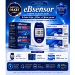 eBsensor Şeker Ölçüm Cihazı 2 Kutu Strip (100 Adet) 2 Kutu (100 Adet) Lanset