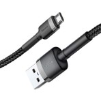 Baseus Cafule 1 m USB to Micro USB 2.4A Şarj Kablosu Gri-Siyah Hızlı Şarj Destekli
