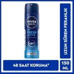 NIVEA MEN Erkek Sprey Deodorant Fresh Active 150ml, Ter Kokusuna Karşı 48 Saat Koruma, Aluminyum İçermez