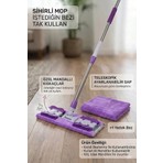 Sihirli Mop İstediğin Bezi Tak Kullan Mandallı Mop Teleskopik Saplı +1 Yedek Bez Hediyeli (Yer Cam Temizliği)