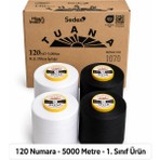 Tuana İplik Tuana Iplik Tuana 120 Numara 5000 Metre Polyester Dikiş Ipliği - 4'lü Karışık (2 Beyaz + 2 Siyah)