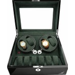 Robert Taylor Watch Winder Brooklands Collection 4 Slotlu Ultra Sessiz Otomatik Saat Kurma Kutusu (+6 Muhafaza Alanlı, Piano Siyah & Alcantara Yeşil)