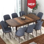 Canisa Concept Via Serisi 80 x 132 cm  MDF Açılabilir Barok Ahşap Desen Mutfak Masa Takımı + 8 Adet Sandalye
