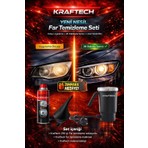 Kraftech Yeni Nesil Buharlı Araba Far Temizleme Seti ve Yenileme Seti