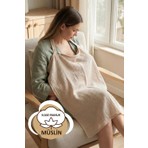 Hamur Çift Katlı Müslin Anne Bebek Emzirme Önlüğü %100 Pamuk Çok Amaçlı Bebek Arabası Puset Örtüsü Bej