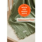 Hamur Bebek 4 Katlı Müslin Pike Örtü %100 Pamuk 2'li Ağız Bezi Hediyeli Yenidoğan 85x100 Battaniye Yeşil