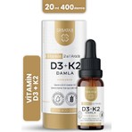Erbatab Vitamin D3 K2 2'si 1 Arada Damla 20 ml 400 Damla Temiz İçerik ile Güçlü Destek