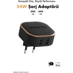 Duracell 24W Seyahat Şarj Adaptörü Çift USB 2×USB-A– Telefon Tablet Hızlı Şarj Cihazı Siyah