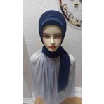 Ergül Hazır Duvak Simsiz Koyu Lacivert Tekli Hazir Turban,hazır Duvak,hazır Şal,abiye Şal, Düğün,sünnet,mezuniyet