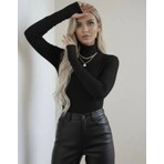 Hashtag Kadın Balıkçı Yaka Parmak Detaylı Body Viskon Kumaş