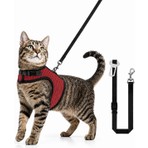 Moda Large Kaçmayı Önleyen Kedi Göğüs Tasması 3’lü Set Air Mesh Nefes Alabilen Kedi Tasması Yeleği Gezdirme Sevk Kayışı ve Araç Emniyet Kemeri Bağlantısı