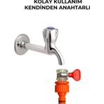 Musluk Adaptörü Kendinden Kelebek Anahtarlı Kelepçeli Hortum Jak Bağlantı Aparatı