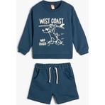 Koton Takım 2'li Şort Sweatshirt Köpek Baskılı Pamuklu