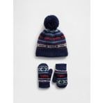 Gap Bebek Lacivert Ponpon Bere & Eldiven Set