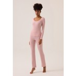 Los Ojos x Ece Pembe Modal Kumaşlı Uzun Kollu Eşofmanlı Pijama Takımı Ribbed Pj2