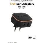 Duracell 17W 2×USB-A Seyahat Şarj Adaptörü  – Çift Çıkışlı Telefon Şarj Cihazı Siyah