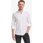 Pierre Cardin Erkek Beyaz %100 Pamuk Keten Görünümlü Slim Fit Uzun Kollu Gömlek 50325355-VR013