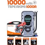 Enshall 10.000MAH Çantalı Akü Takviyeli  1000A Tepe Akımlı Araç Lastik Şişirme Hava Kompresörü Jump Starter