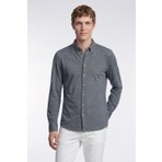 Altınyıldız Classics Erkek İndigo Pamuklu Tailored Slim Fit Dar Kesim Düğmeli Yaka Örme Gömlek