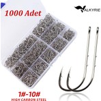 Valkyrie 1000 Adet Olta Iğnesi Seti 1#-10# – Yüksek Karbon Çelik, Halkalı Göz, Keskin Uç Profesyonel Balıkçı Iğnesi