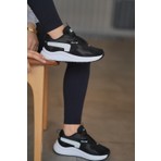 Solazer Kadın Siyah Beyaz Ortopedik Taban Günlük Sneaker 086-1